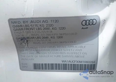 2021 Audi Q3 Premium 40 Tfsi Quattro Tiptronic from USA, damaged, VIN WA1AUCF30M1060284